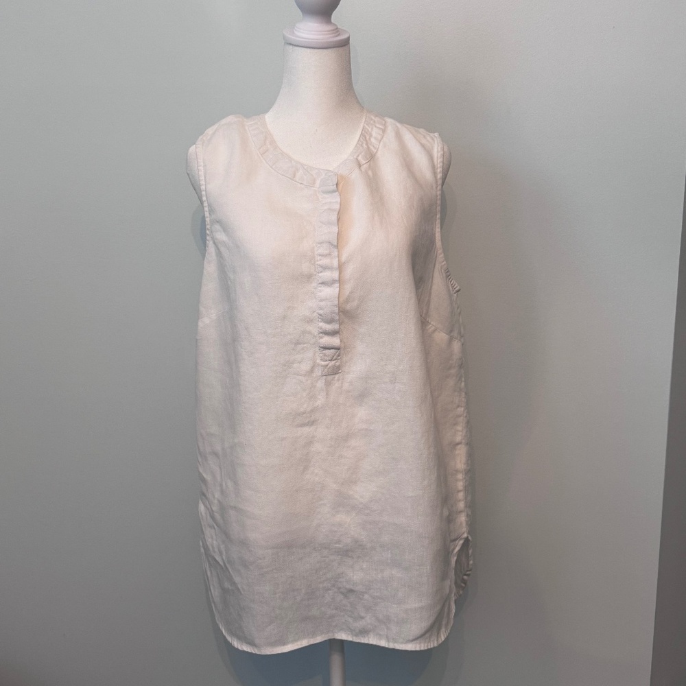 Ellen Tracy Sleeveless Linen Blouse Size L